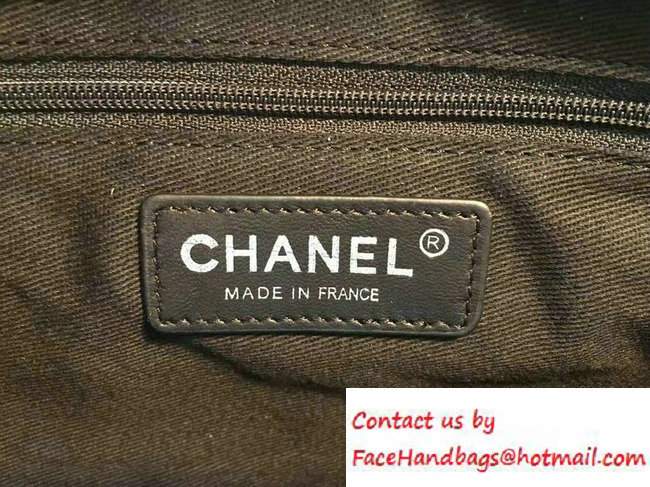 Chanel Logo Printed CC Deauville Tote Bag Wax Leather Black 2016