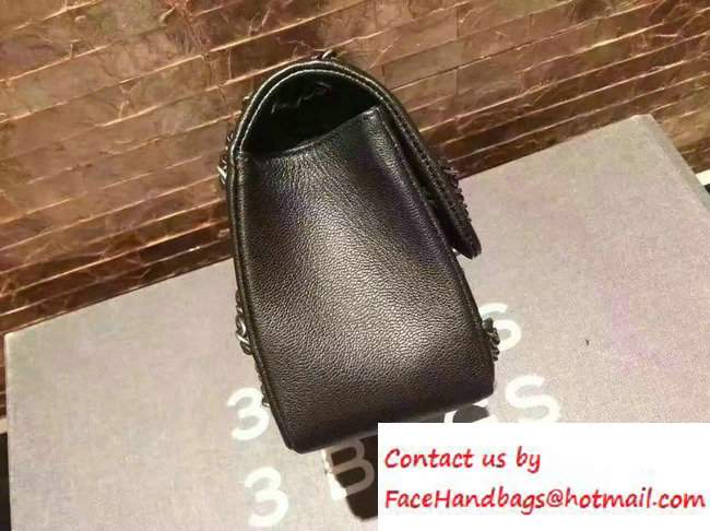 Chanel Metallic Lambskin Chevron Chain Mini Flap Bag A94467 Black 2016 - Click Image to Close
