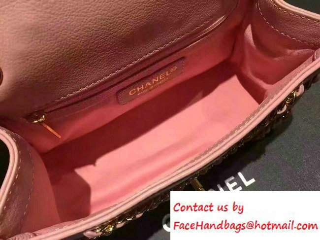 Chanel Metallic Lambskin Chevron Chain Mini Flap Bag A94467 Pink 2016