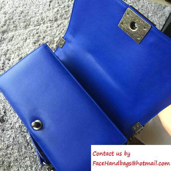 Chanel Python Chain Top Handle Boy Flap Medium Bag A94804 Blue 2016