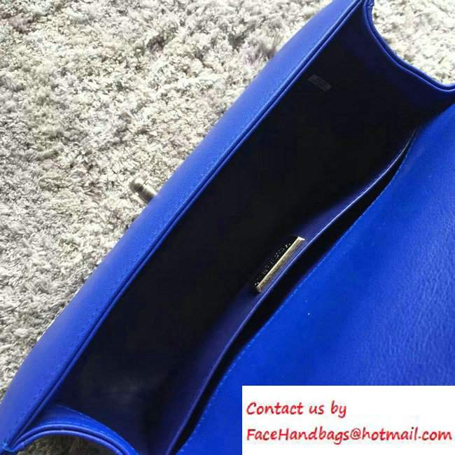 Chanel Python Chain Top Handle Boy Flap Medium Bag A94804 Blue 2016