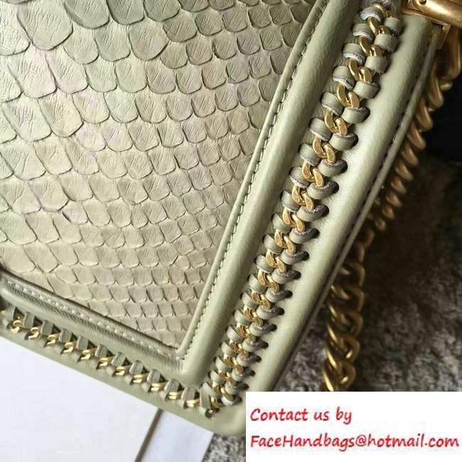 Chanel Python Chain Top Handle Boy Flap Medium Bag A94804 Pale Green 2016 - Click Image to Close