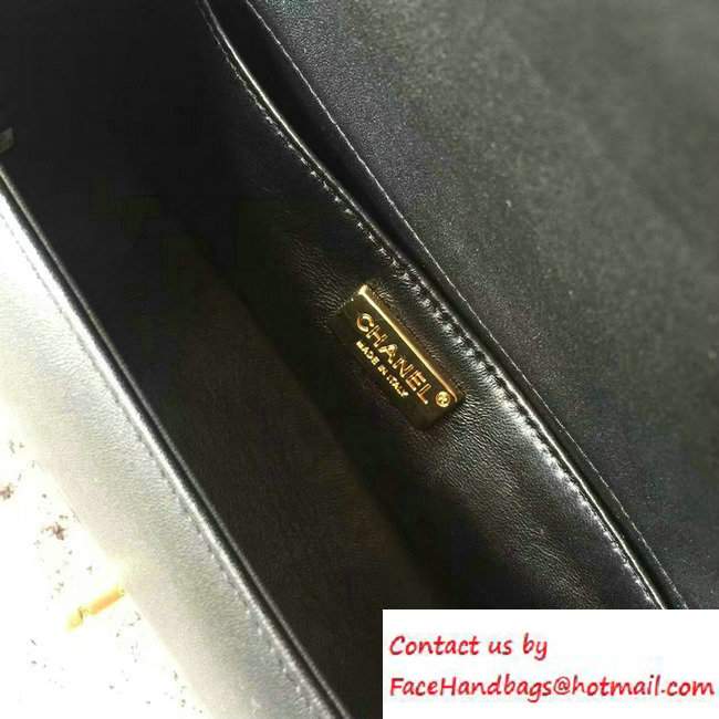 Chanel Python Chain Top Handle medium Boy Flap Bag A94804 Black with GHW