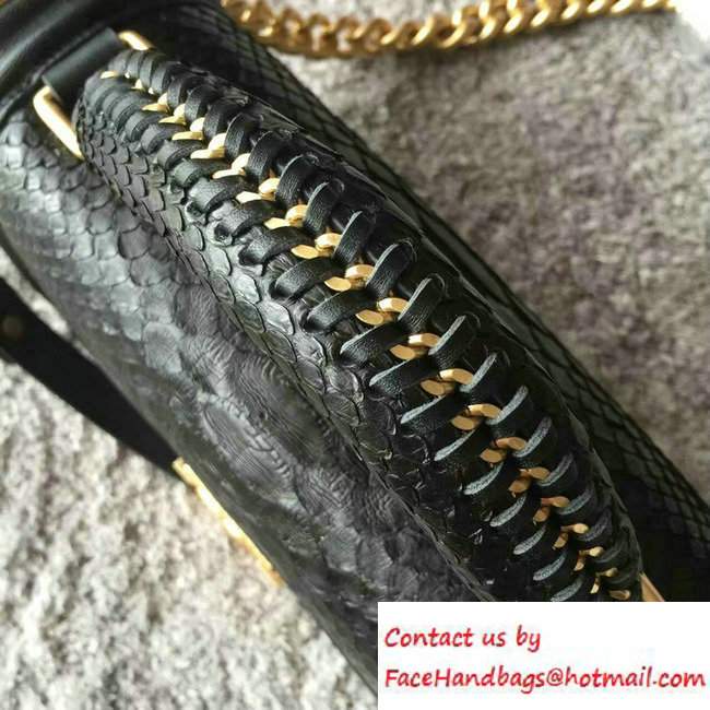 Chanel Python Chain Top Handle medium Boy Flap Bag A94804 Black with GHW - Click Image to Close