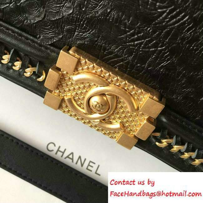 Chanel Python Chain Top Handle new medium Boy Flap Bag A94804 Black with GHW