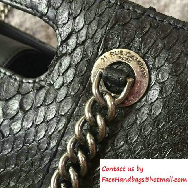 Chanel Python/Ruthenium Metal Large Shopping Bag A93057 Black 2016