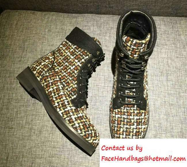 Chanel Tweed Lace-ups Short Boots Multicolor Runway 2016 - Click Image to Close