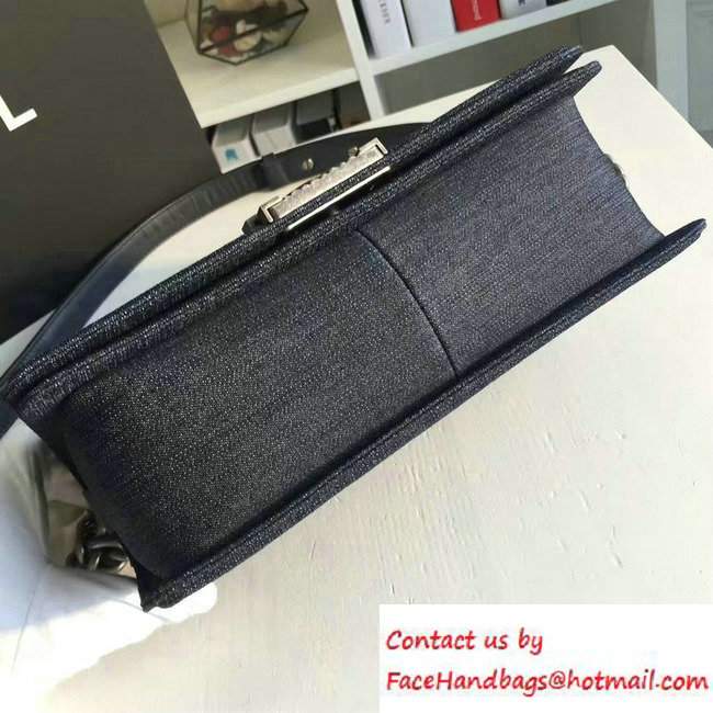 Chanel Washed Denim Boy Flap Shoulder Bag Black/Silver 2016 - Click Image to Close