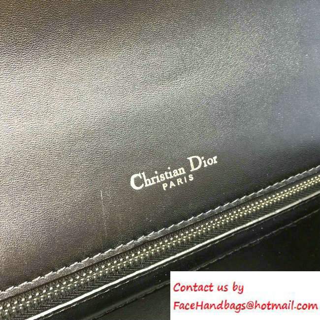 Dior Badge and Sequins Calfskin Diorama Flap Bag Black 2016