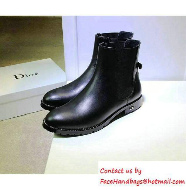 Dior Calfskin Heel 2.5cm Rhinestone Ankle Boots Black Fall 2016 - Click Image to Close