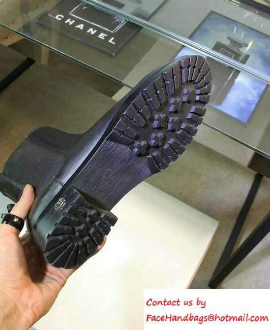 Dior Calfskin Heel 2.5cm Rhinestone Ankle Boots Black Fall 2016