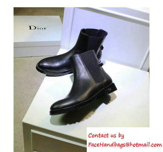Dior Calfskin Heel 2.5cm Rhinestone Ankle Boots Black Fall 2016 - Click Image to Close