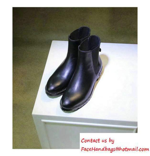 Dior Calfskin Heel 2.5cm Rhinestone Ankle Boots Black Fall 2016
