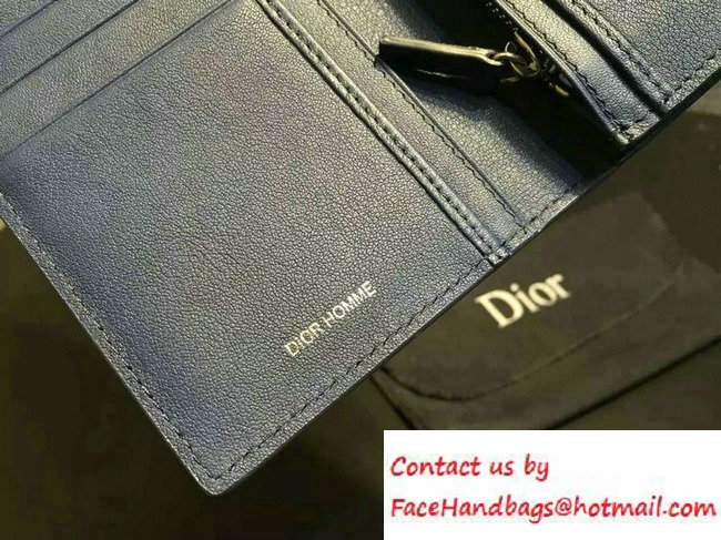 Dior Calfskin Homme Long Wallet Blue - Click Image to Close