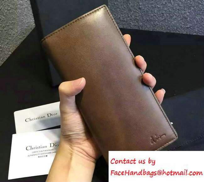 Dior Calfskin Homme Long Wallet Brown