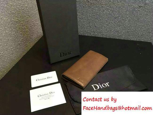 Dior Calfskin Homme Long Wallet Brown - Click Image to Close