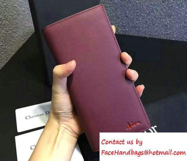 Dior Calfskin Homme Long Wallet Red