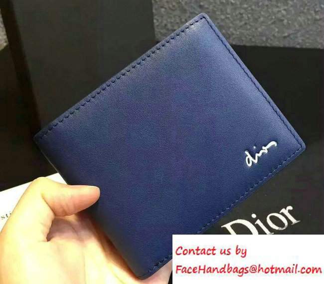 Dior Calfskin Homme Short Wallet Blue