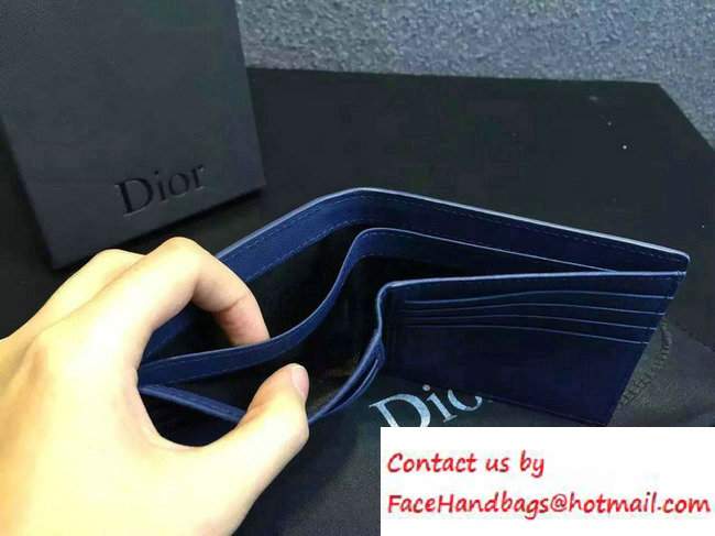 Dior Calfskin Homme Short Wallet Blue
