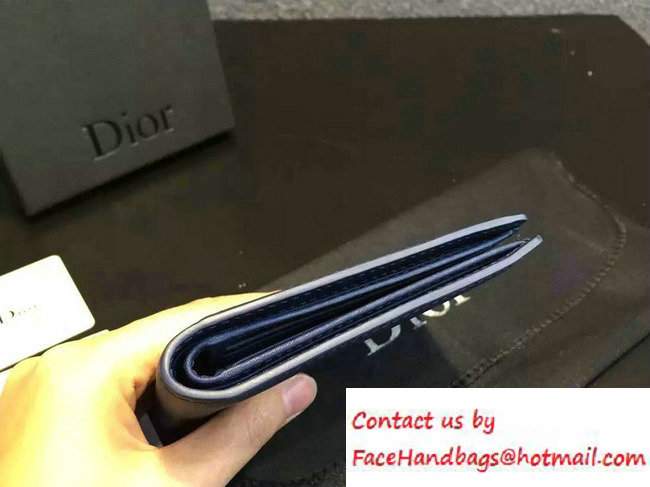 Dior Calfskin Homme Short Wallet Blue - Click Image to Close