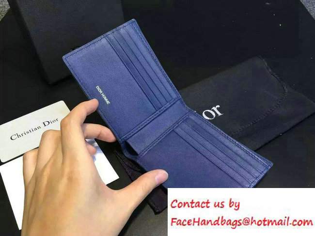 Dior Calfskin Homme Short Wallet Blue - Click Image to Close