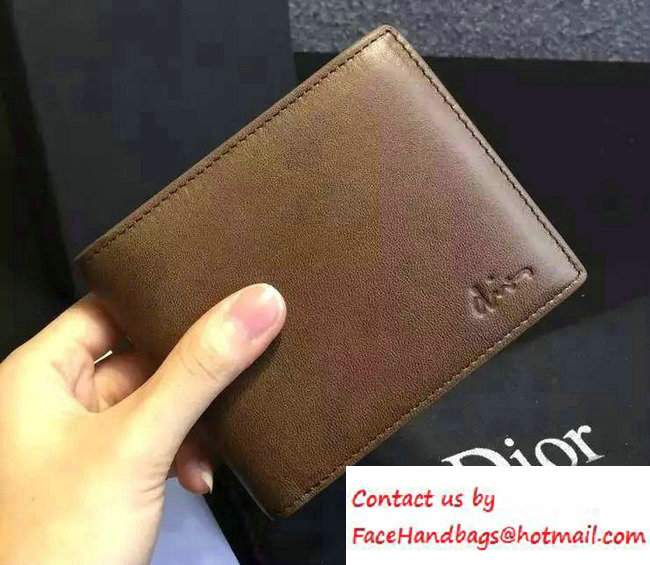 Dior Calfskin Homme Short Wallet Brown