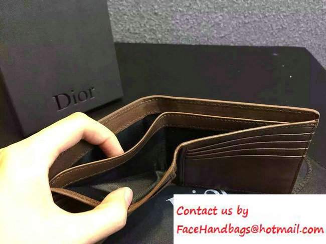 Dior Calfskin Homme Short Wallet Brown - Click Image to Close