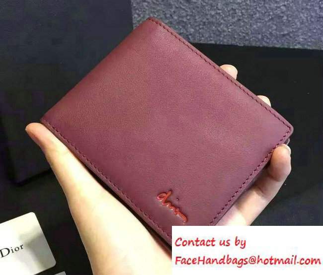 Dior Calfskin Homme Short Wallet Red