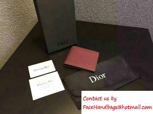Dior Calfskin Homme Short Wallet Red - Click Image to Close