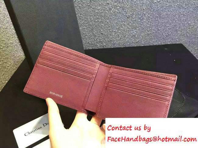 Dior Calfskin Homme Short Wallet Red