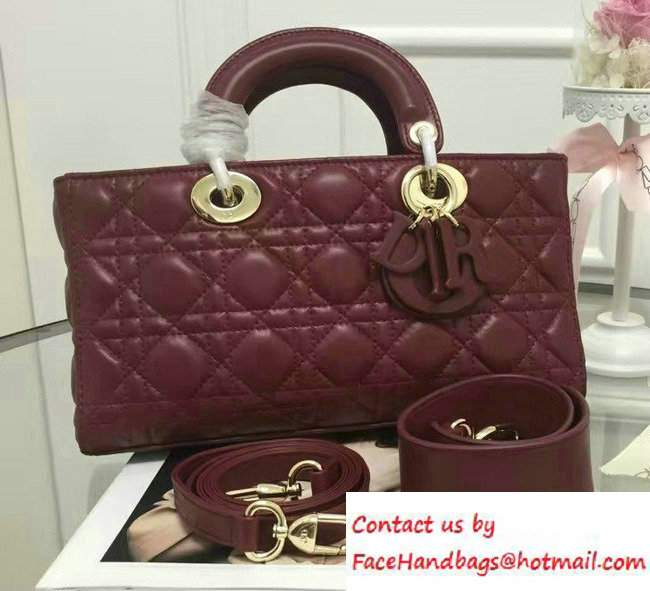 Dior Cannage Lambskin Runway Bag Burgundy 2016