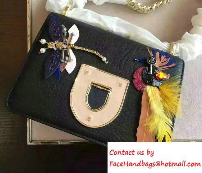 Dior Diorama Club Crinkled Bag Black/Beige Embellished with Animals 2016