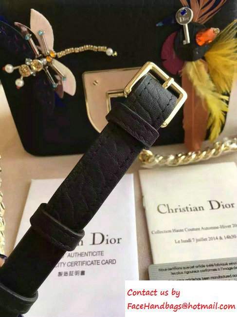 Dior Diorama Club Crinkled Bag Black/Beige Embellished with Animals 2016