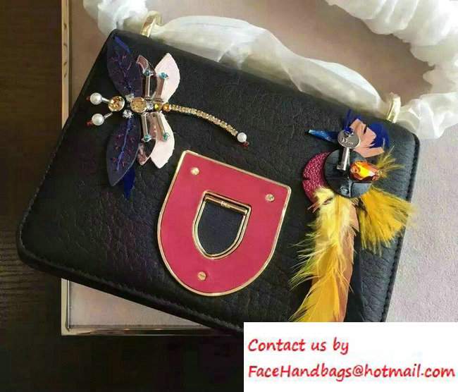 Dior Diorama Club Crinkled Bag Black/Red Embellished with Animals 2016