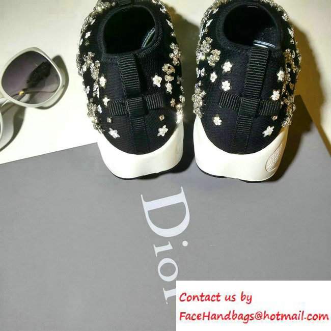 Dior Fusion Technical Fabric Sneakers Embroidered Crystal Black 01 2016 - Click Image to Close