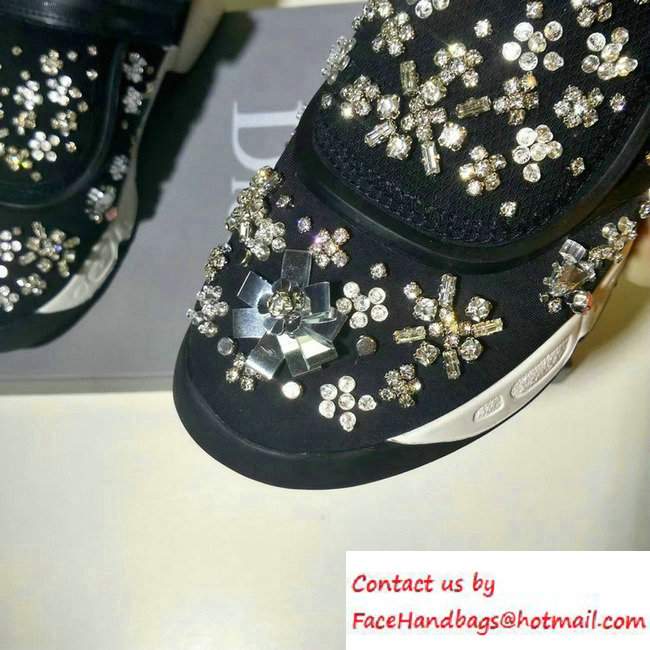 Dior Fusion Technical Fabric Sneakers Embroidered Crystal Black 02 2016 - Click Image to Close
