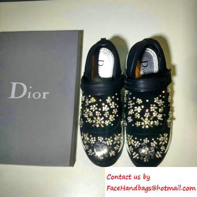 Dior Fusion Technical Fabric Sneakers Embroidered Crystal Black 02 2016