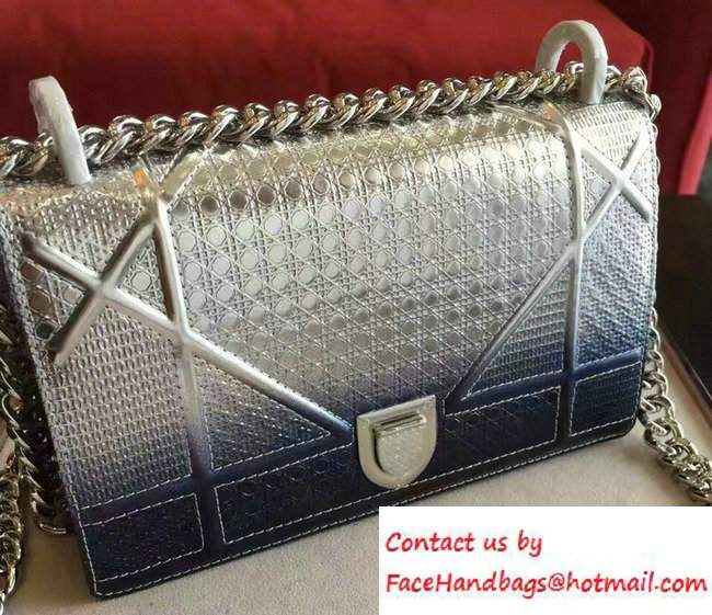 Dior Metallic Calfskin Silver-Tone Graded Diorama Small Bag 2016 - Click Image to Close
