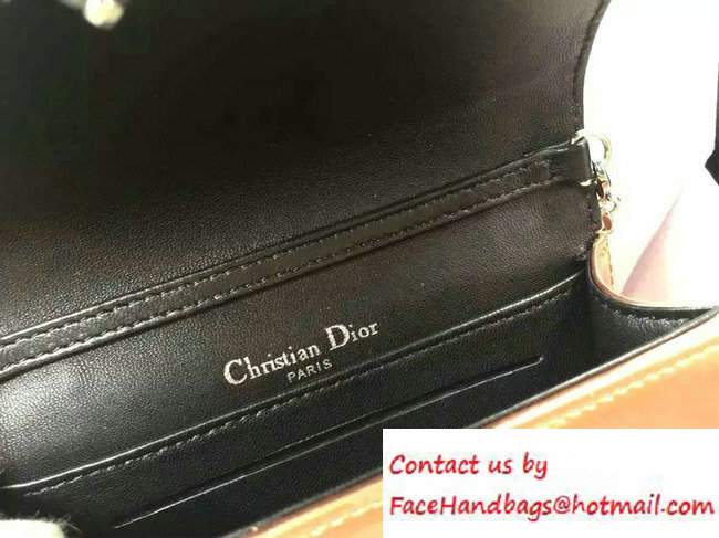 Dior Perforated Metallic Calfskin Diorama Micro Flap Bag Orange 2016