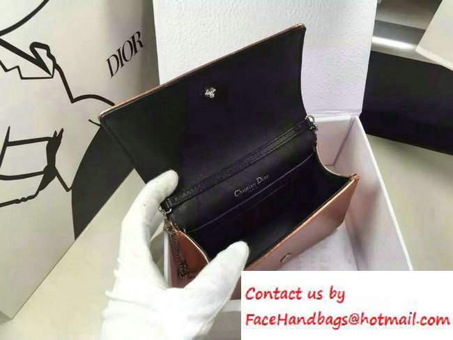 Dior Perforated Metallic Calfskin Diorama Micro Flap Bag Orange 2016