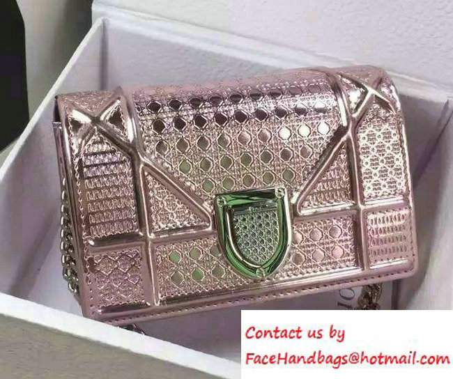Dior Perforated Metallic Calfskin Diorama Micro Flap Bag Pink 2016 Dior Perforated Metallic Calfskin Diorama Micro Flap Bag Pink 2016