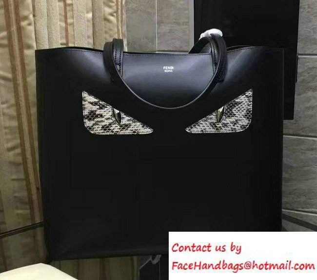 Fendi Bag Bugs Monster Eye Roll Shopping Bag Black 2016 - Click Image to Close