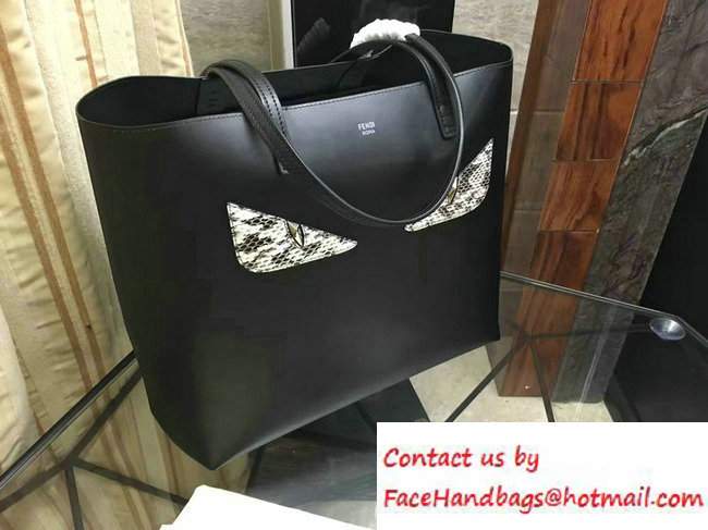 Fendi Bag Bugs Monster Eye Roll Shopping Bag Black 2016 - Click Image to Close