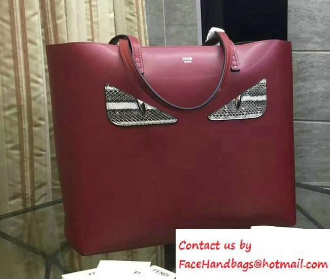 Fendi Bag Bugs Monster Eye Roll Shopping Bag Red 2016