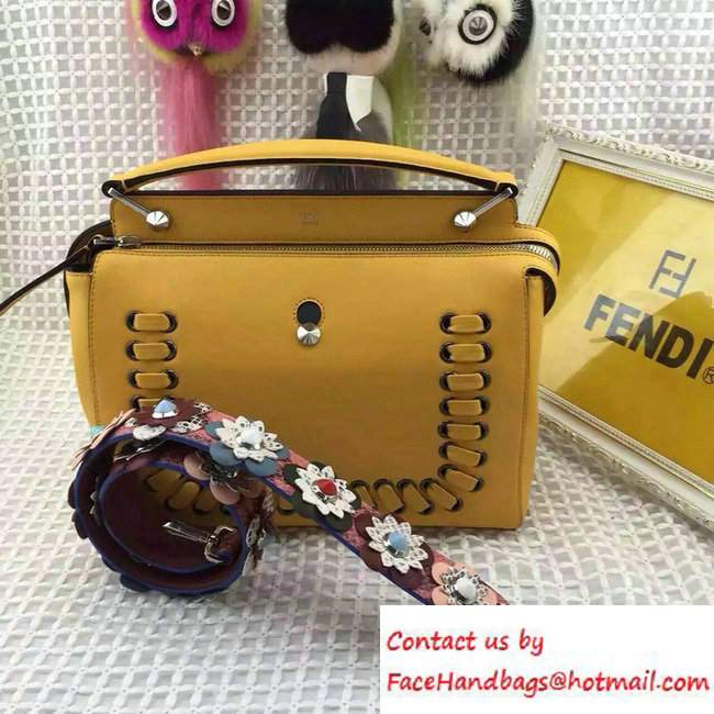 Fendi Braided Dotcom Bag Yellow With Floral Strap You 2016 - Click Image to Close