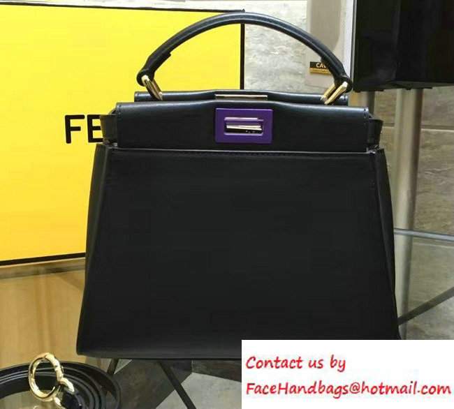 Fendi Calfskin Edge Detail Peekaboo Mini Bag Black/Light Purple 2016