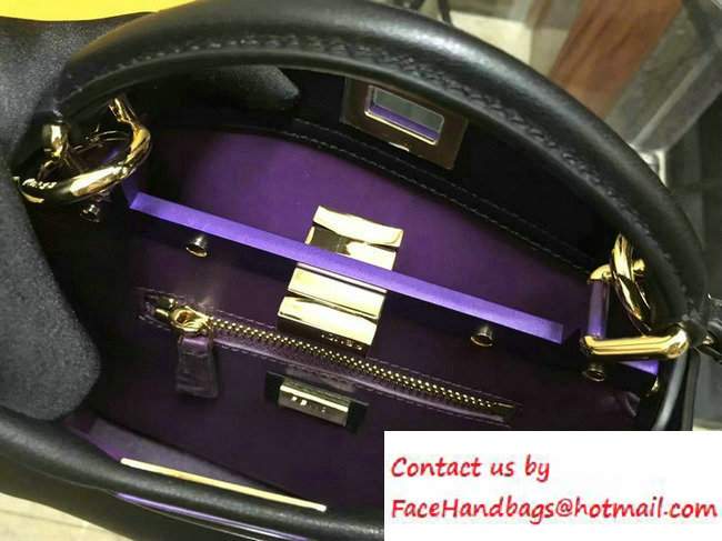 Fendi Calfskin Edge Detail Peekaboo Mini Bag Black/Light Purple 2016 - Click Image to Close