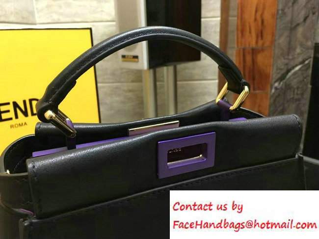 Fendi Calfskin Edge Detail Peekaboo Mini Bag Black/Light Purple 2016 - Click Image to Close