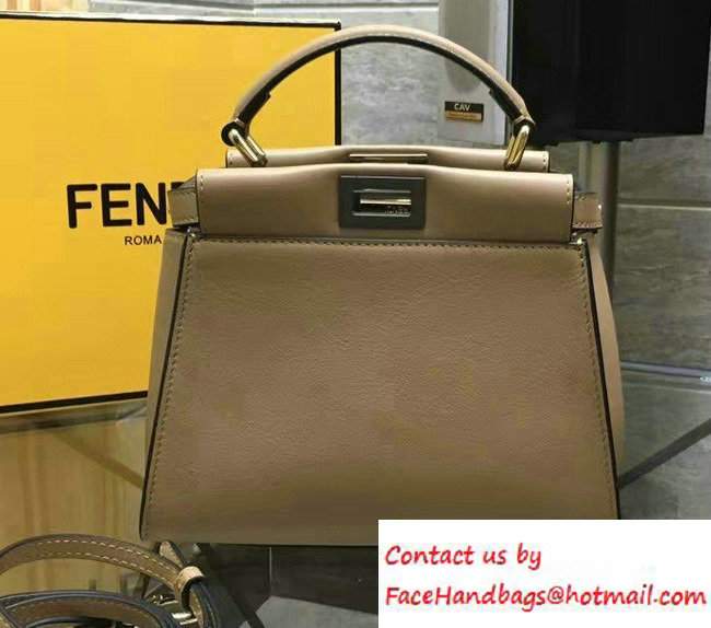 Fendi Calfskin Edge Detail Peekaboo Mini Bag Khaki/Black 2016