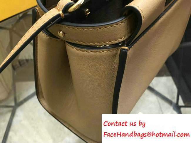 Fendi Calfskin Edge Detail Peekaboo Mini Bag Khaki/Black 2016 - Click Image to Close